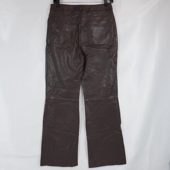 Maje Plutoma Flared Leather Trousers In Marron Brown Women's Size EU 38 - NWT - Picture 5 of 12